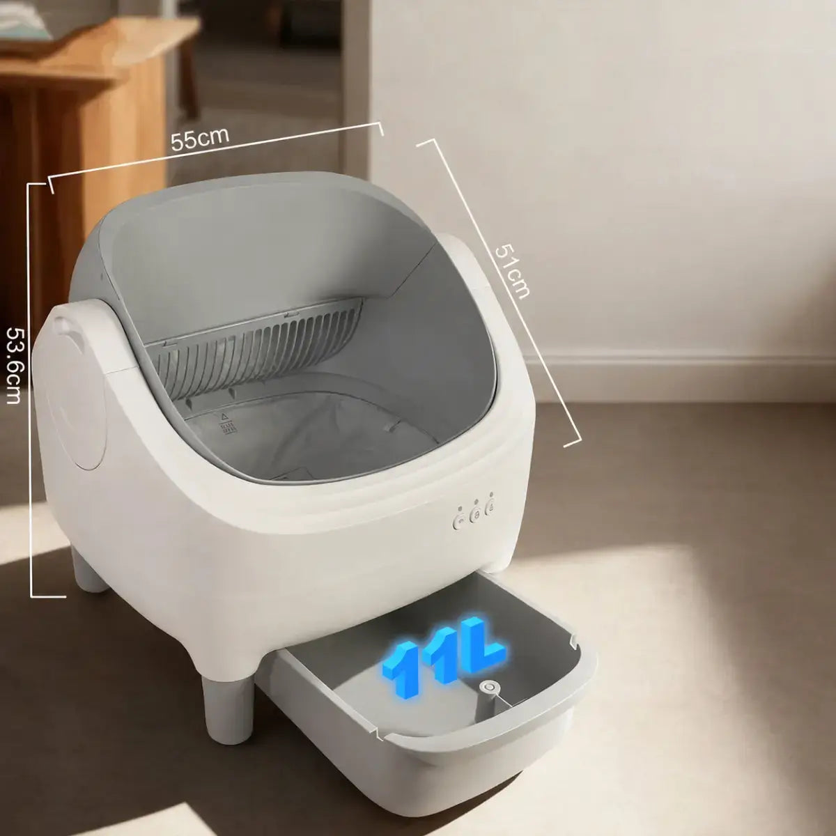 Litière Automatique Ouverte pour Chat capacité et taille