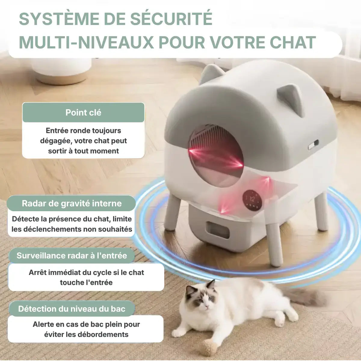 Litiere Automatique pour Chat 95L détecteurs infrarouges