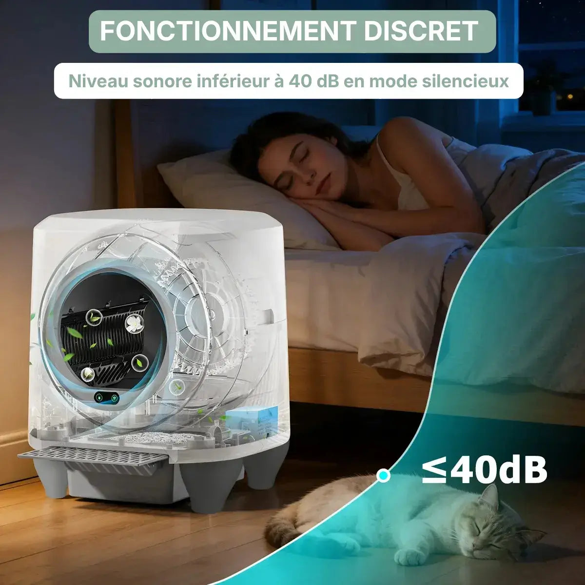 Litiere automatique CocoonPro décibel fonctionnement