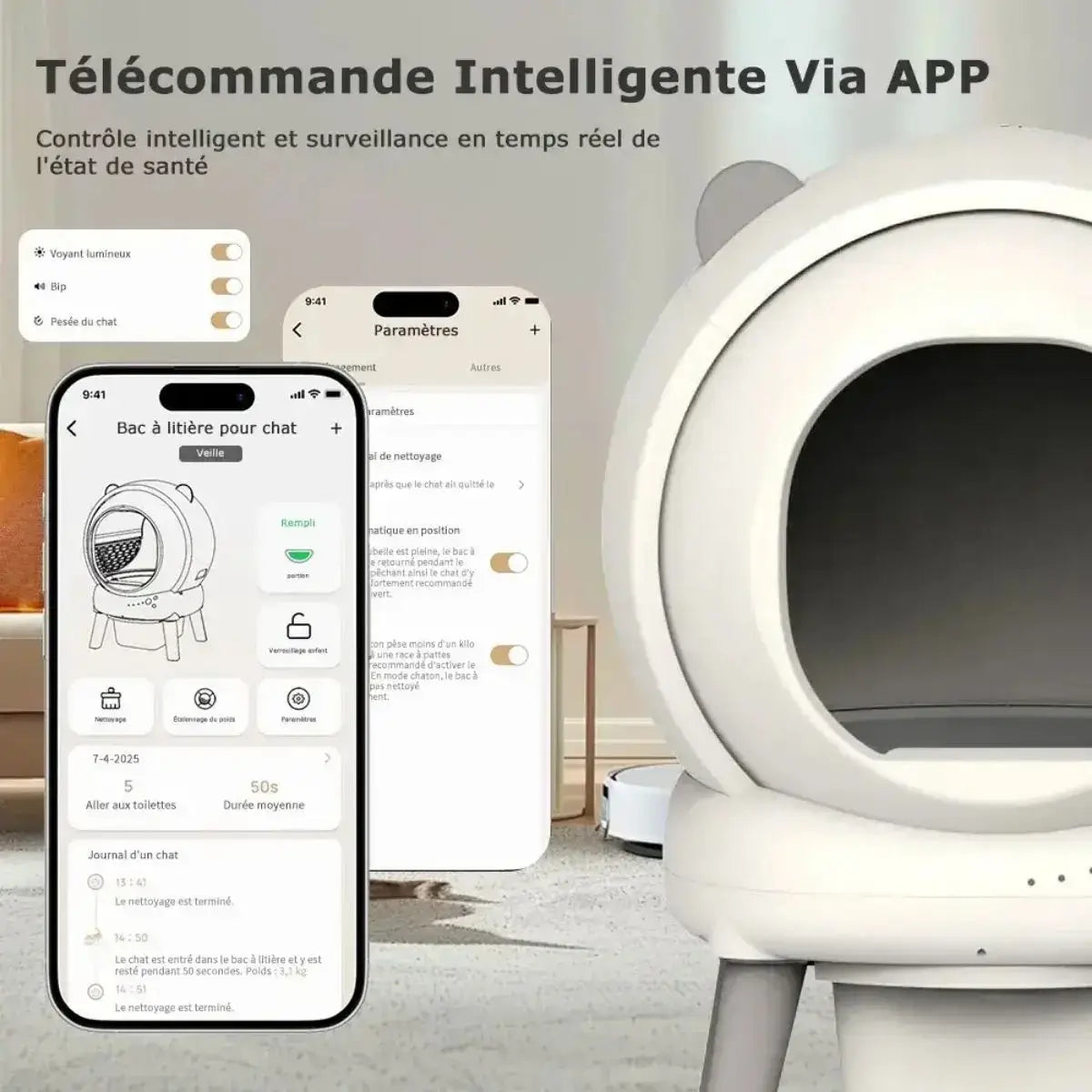 Litière automatique Lunova app