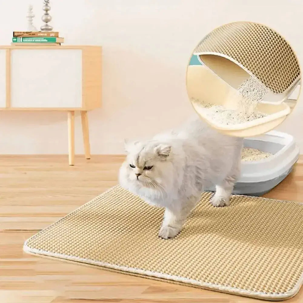 Accessoires pout chat Tapis de Litière pour Chat Double Couche EVA jaune avec un chat