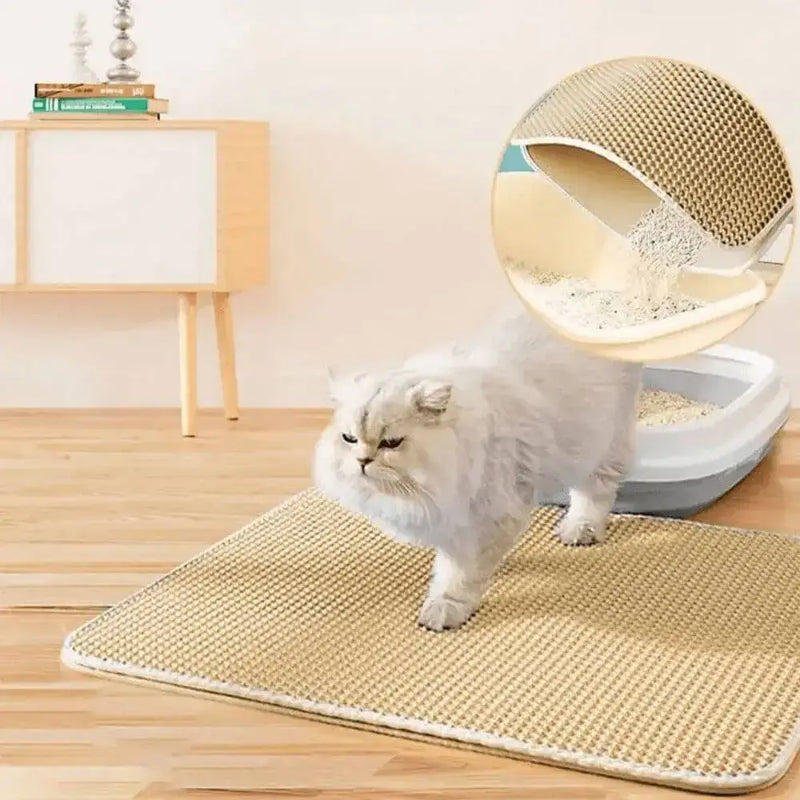 Accessoires pout chat Tapis de Litière pour Chat Double Couche EVA jaune avec un chat