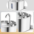 Fontaine à Eau Chat Automatique - Inox 2,2 L zoom sur les différentes parties