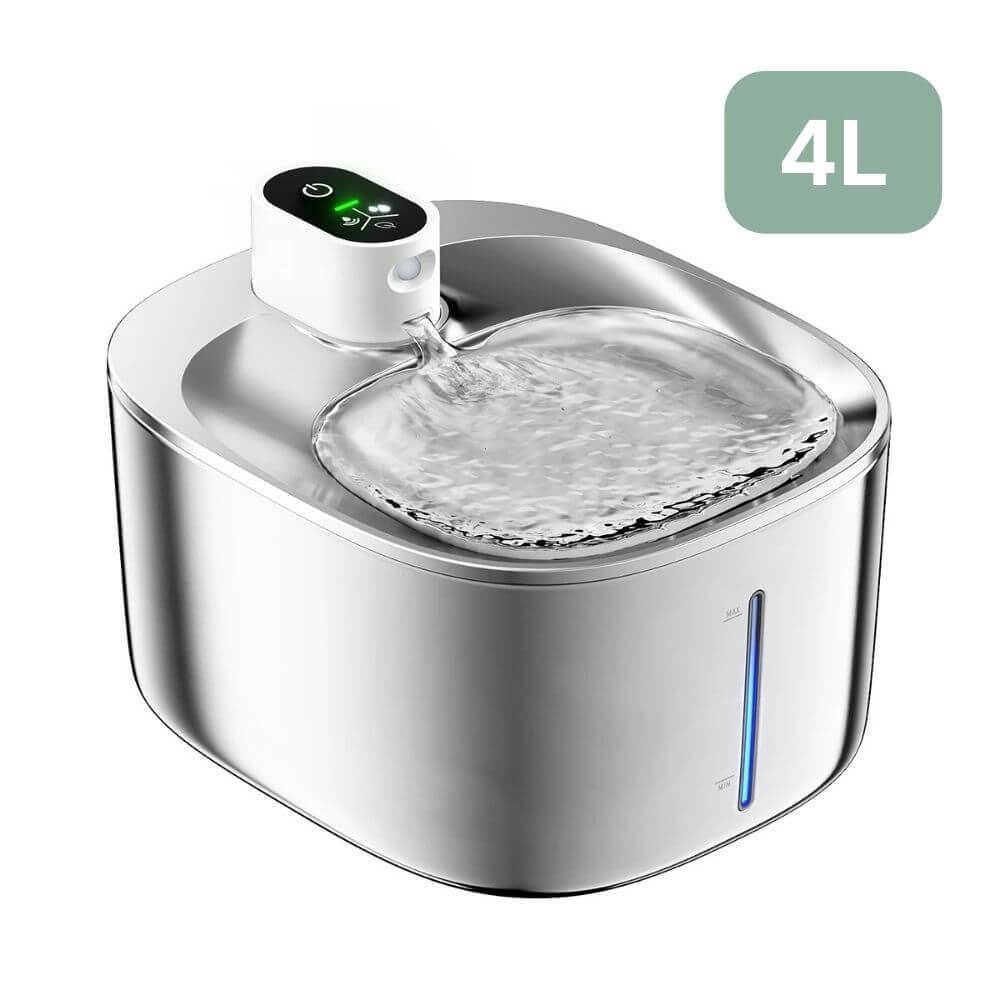Fontaine à Eau pour Chat Sans Fil - Inox 4 L capacité