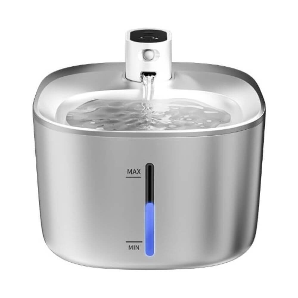 Fontaine à Eau pour Chat Sans Fil - Inox 4 L avec indicateur de niveau de l'eau