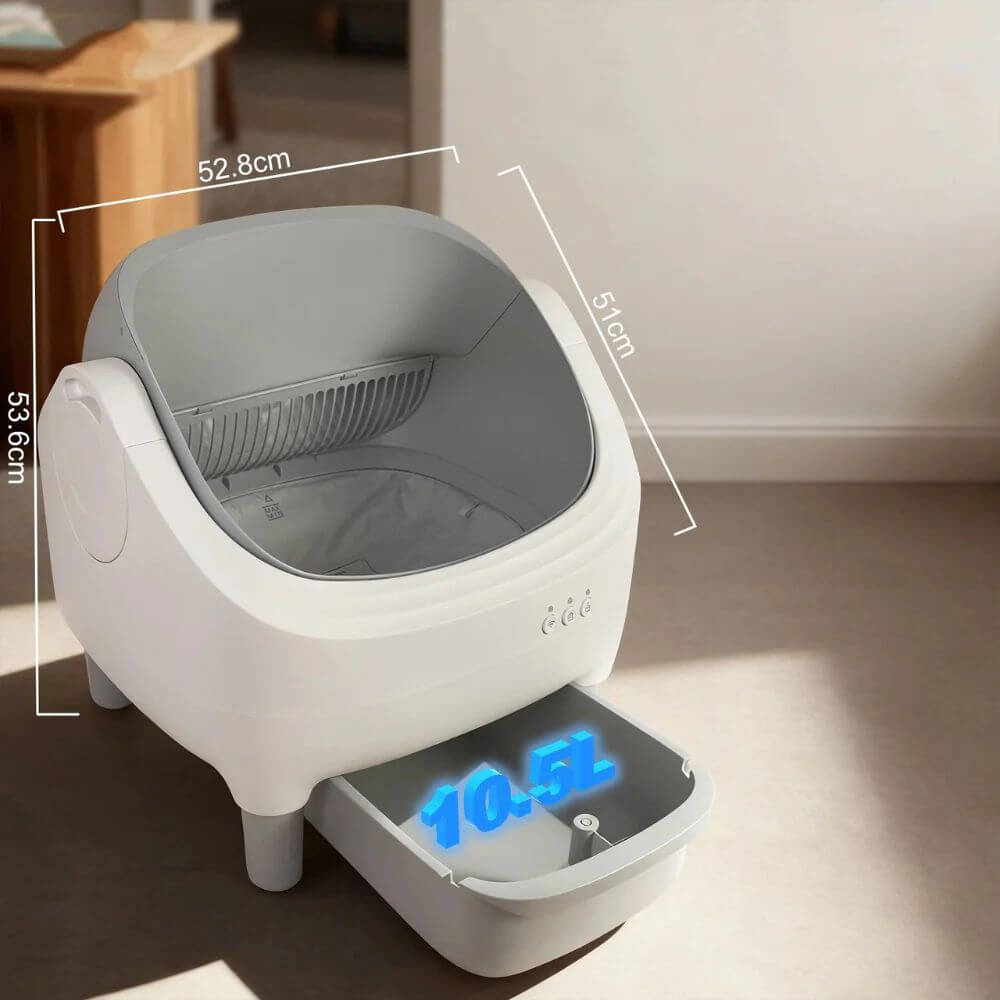 Litière Automatique Ouverte pour Chat (Wi-Fi) dimensions en cm