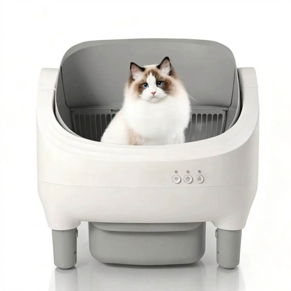 Litière Automatique Ouverte pour Chat (Wi-Fi) chat à l'intérieur photo