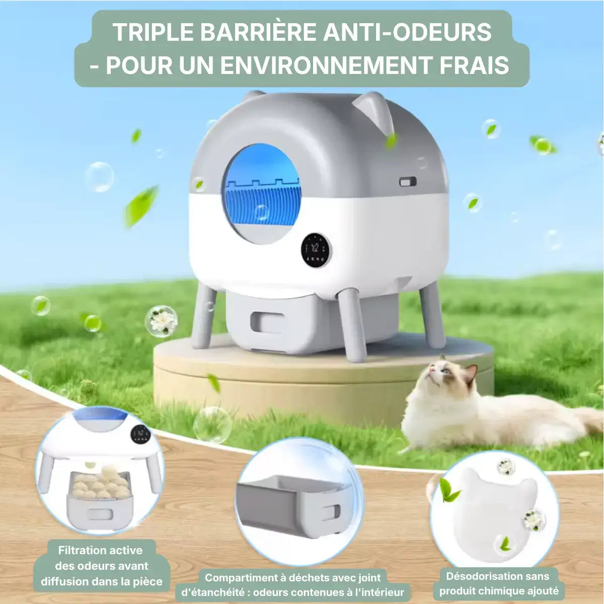 Litiere Automatique pour Chat 95L caractéristiques