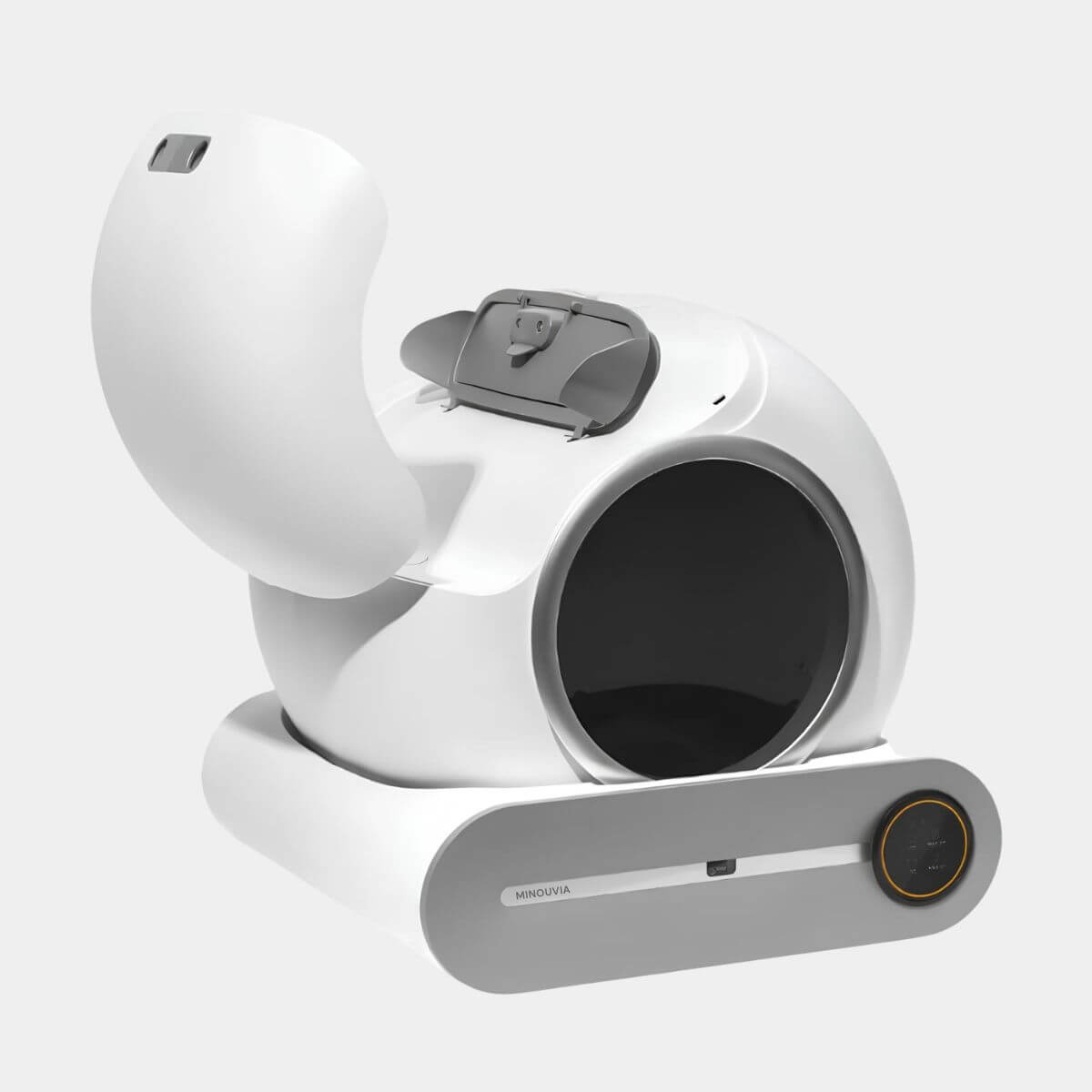 Litiere Automatique pour Chat Blanc Autonettoyante système d'ouverture