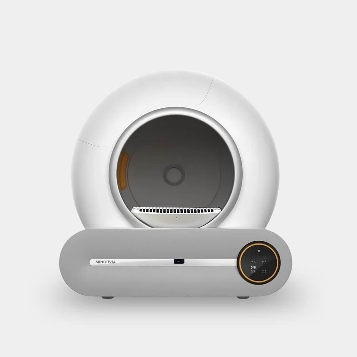 Litiere Automatique pour Chat Blanc Autonettoyante photo de face sur fond blanc