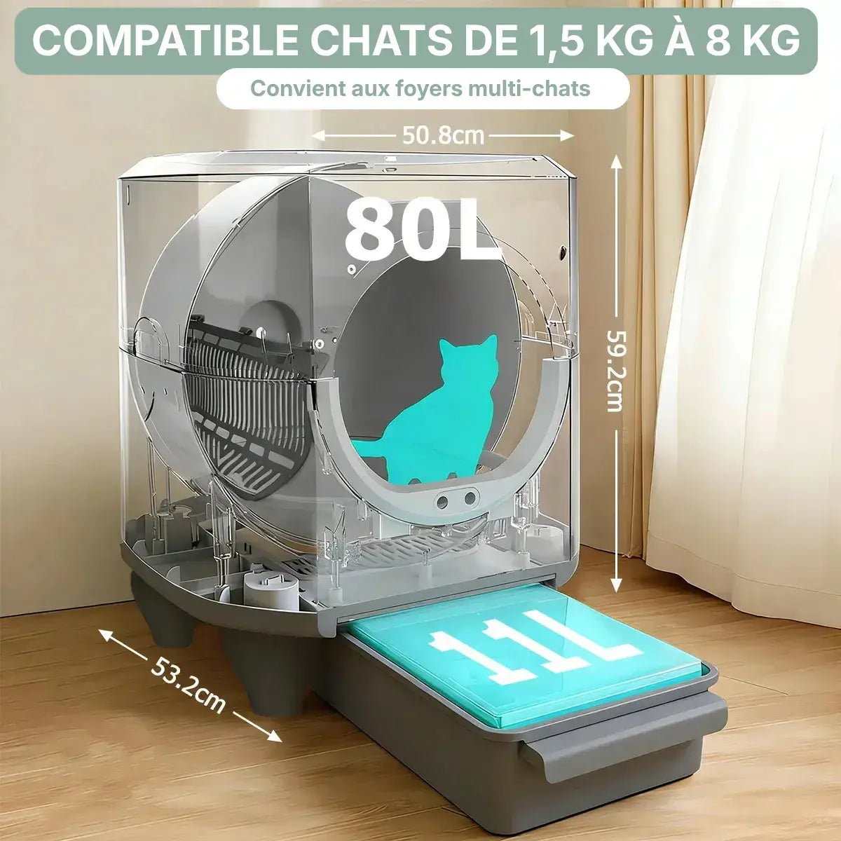 Litiere automatique CocoonPro capacité 80l