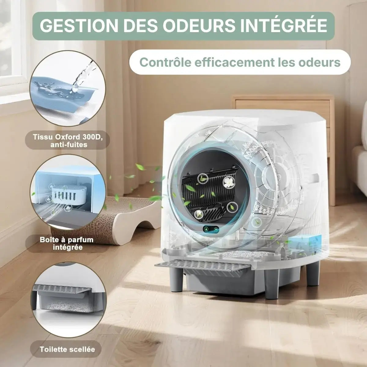 Litière automatique CocoonPro gestion des odeurs