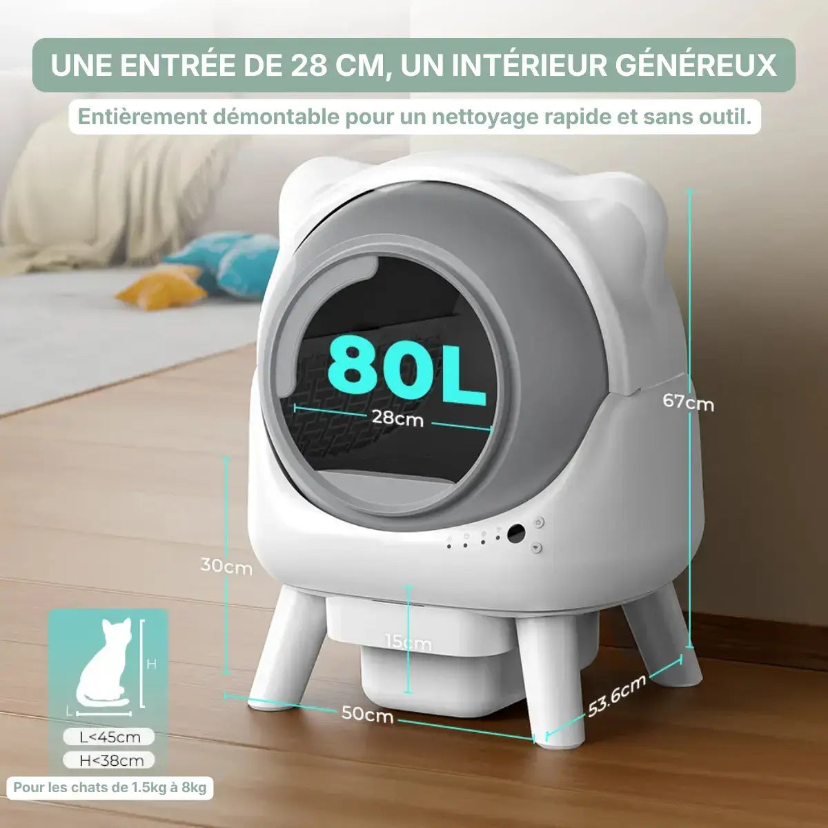 Litière automatique IconCat Blanc capacité de 80 L