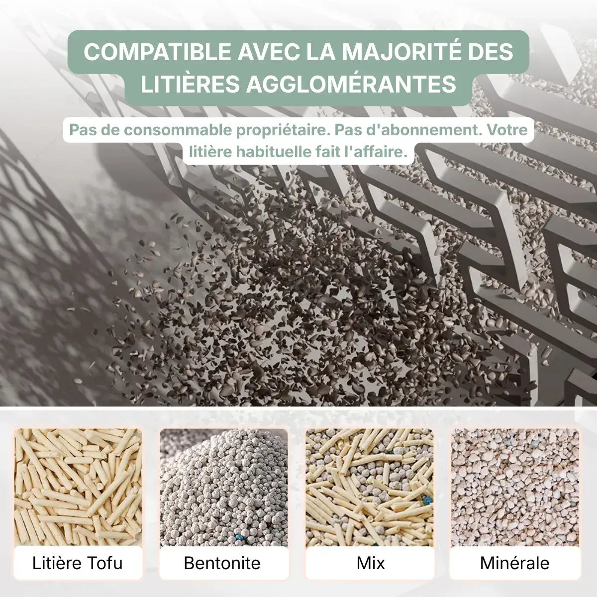Litière automatique IconCat Blanc types de litières