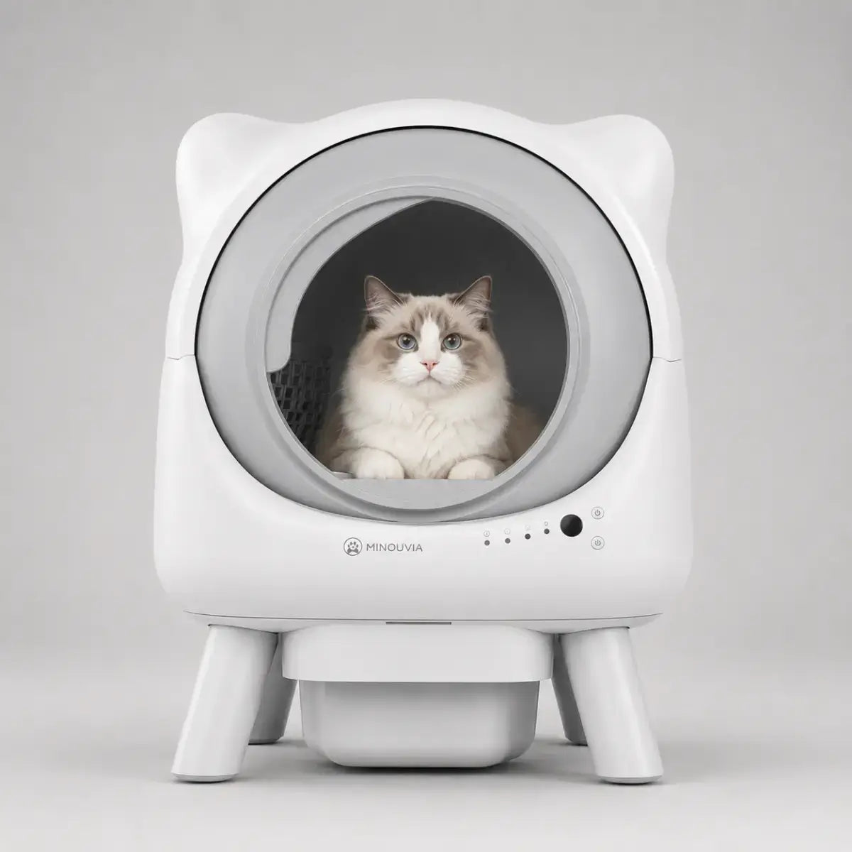 Litière automatique IconCat Blanc photo avec chat dedans