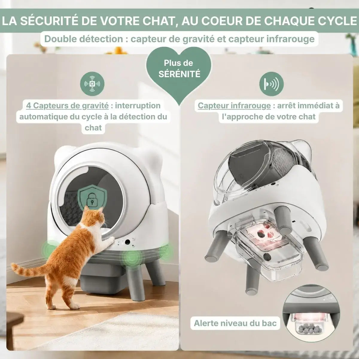 Litiere automatique IconCat Blanc securite capteurs