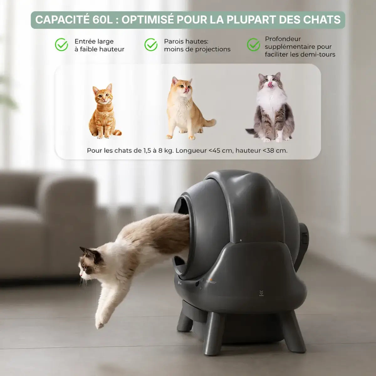 Litiere automatique IconCat Gris taille chat