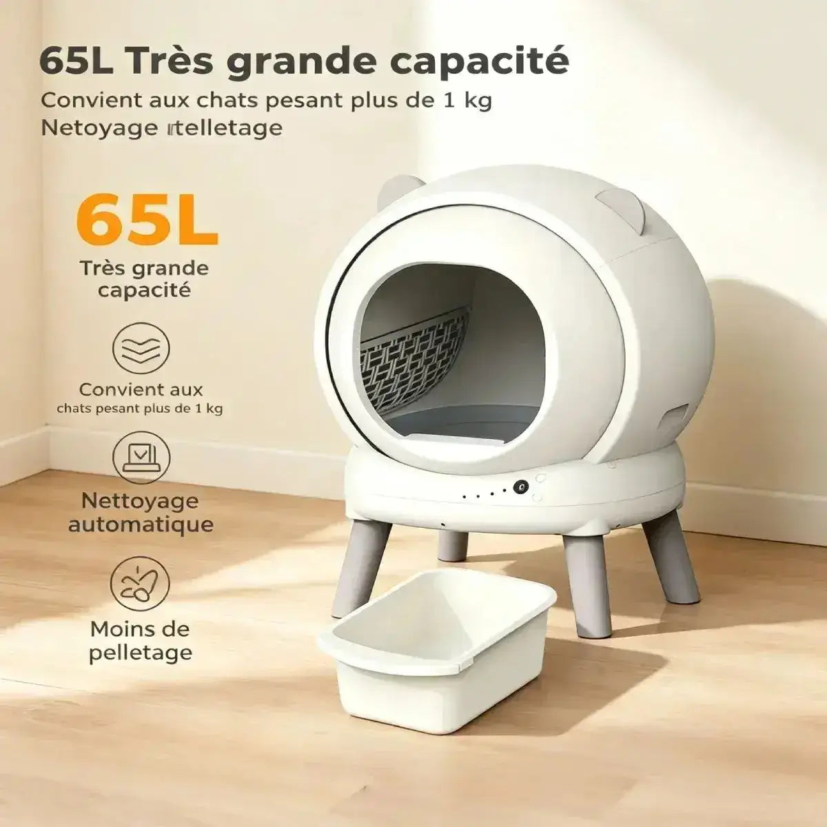 Litière automatique Lunova grande capacité