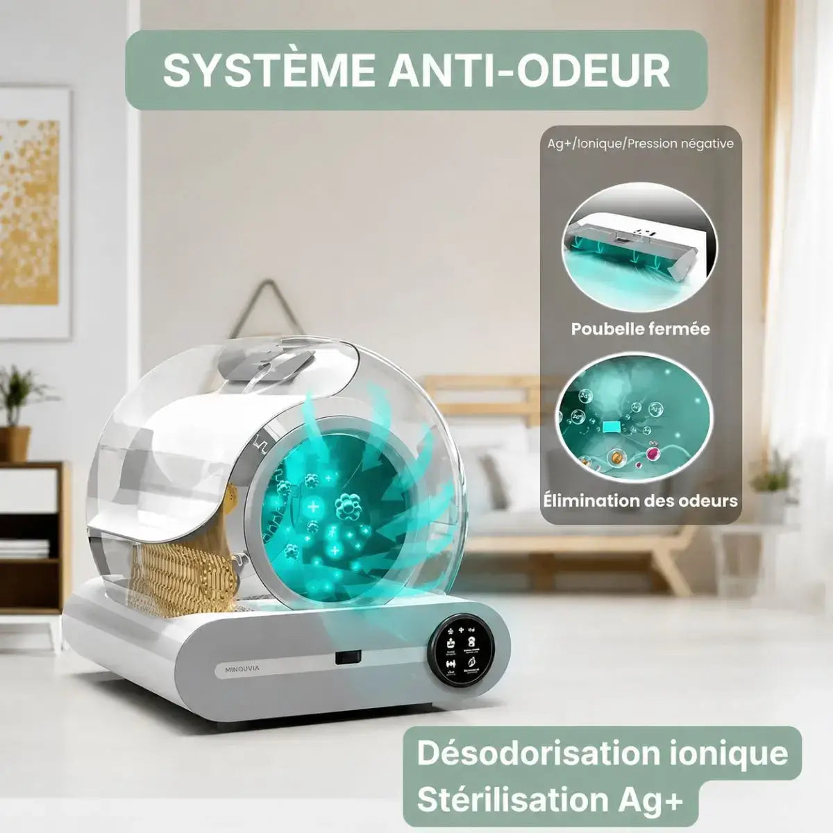 Litiere Automatique Autonettoyante pour Chat système anti odeur
