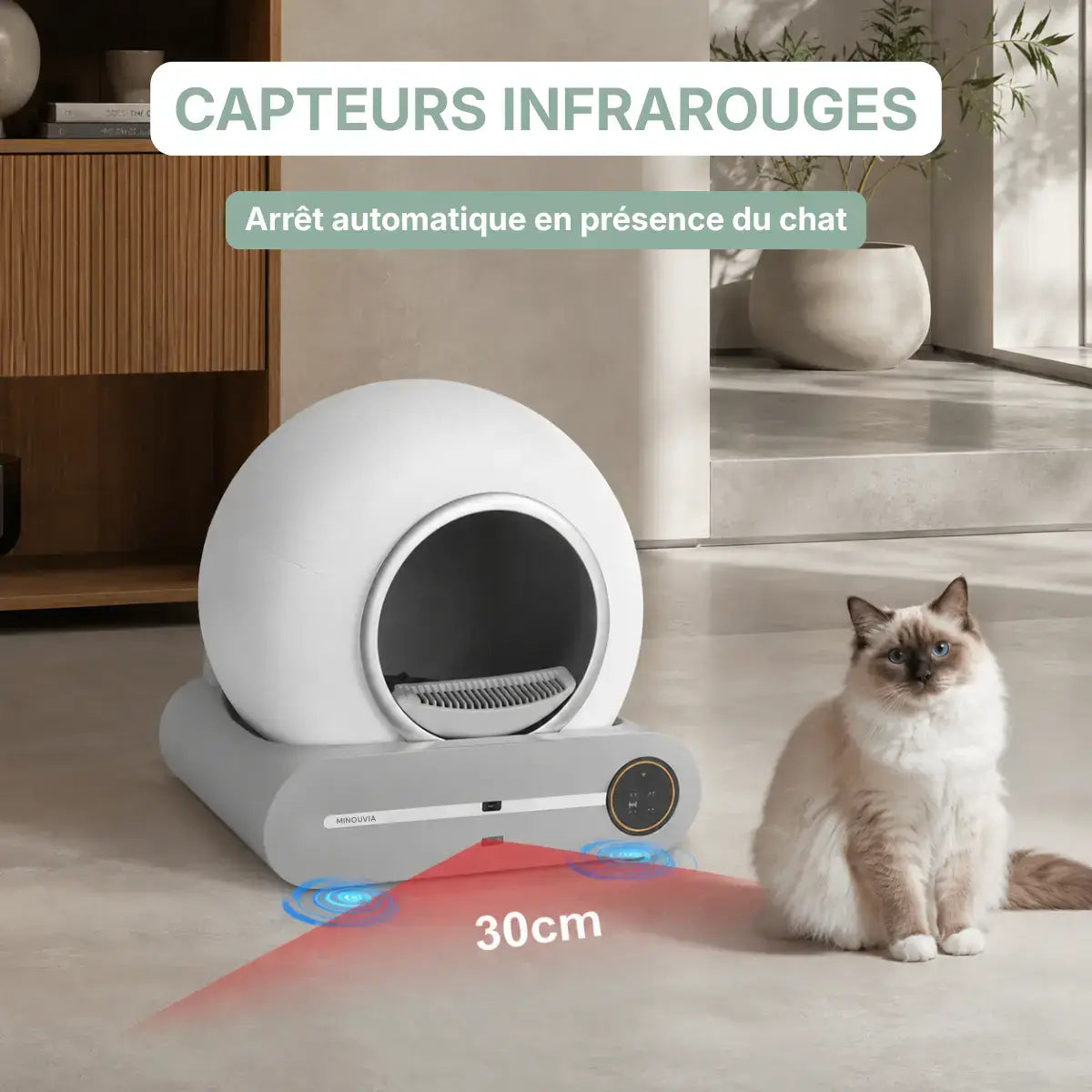 Litiere Automatique Autonettoyante pour Chat capteurs infrarouge