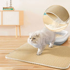 Tapis de Litière pour Chat Double Couche - EVA jaune avec un chat dessus